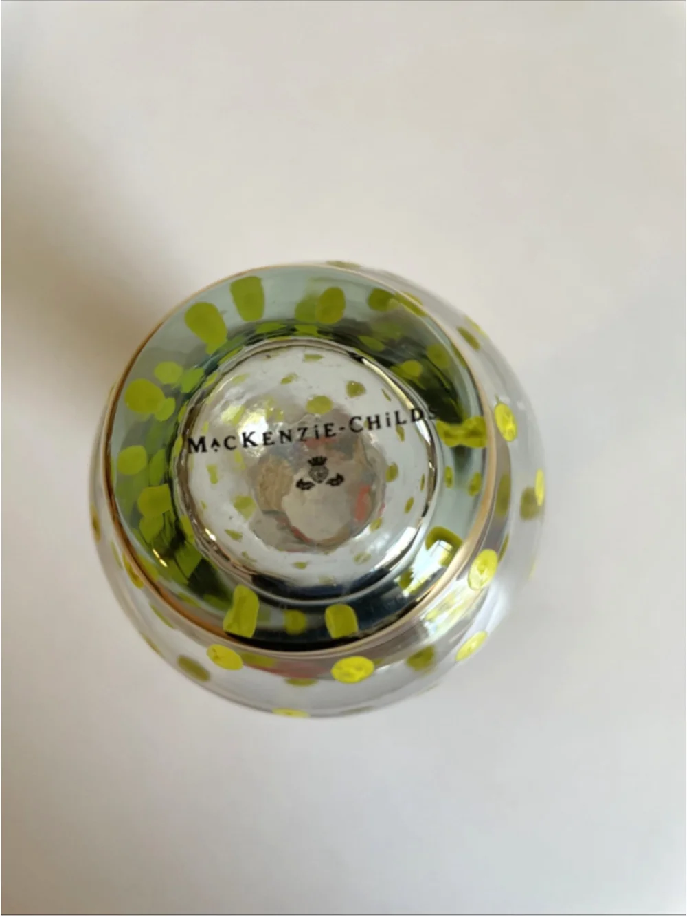Mackenzie-Childs Chipper Glass Bud Vase Ruffled Floral Dots MINT